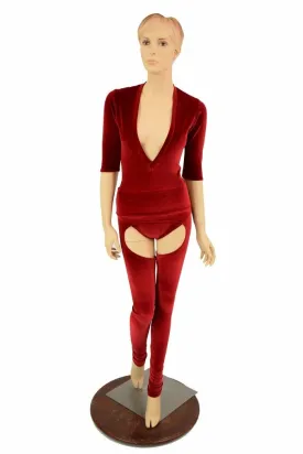 2PC Red Velvet Chaps Set