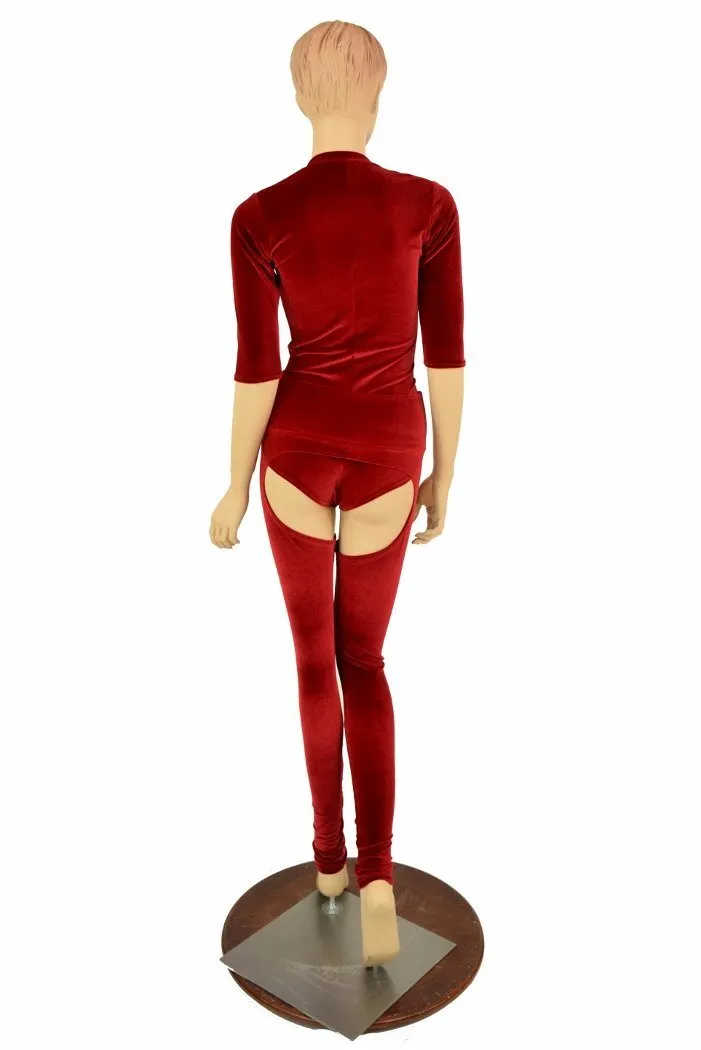 2PC Red Velvet Chaps Set