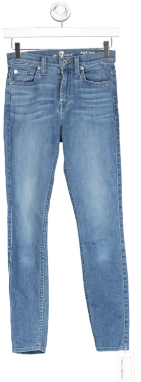 7 For All Mankind Blue High Waisted Skinny Jeans W23