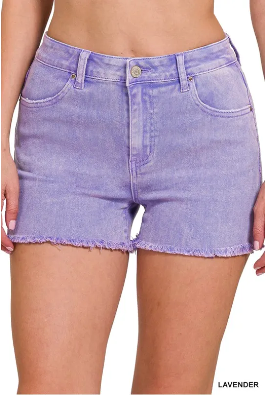 Acid Wash Denim Shorts