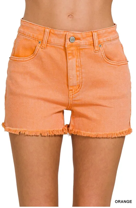 Acid Wash Denim Shorts