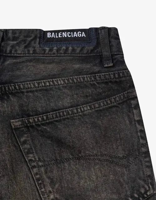 Balenciaga Dark Brown Slim Denim Shorts