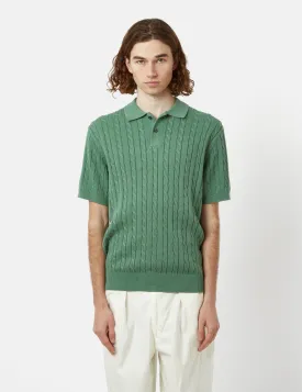 Beams Plus Knit Polo (Cable) - Green