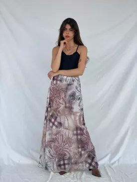 Beautiful 90s Le Mirage Printed Maxi Skirt