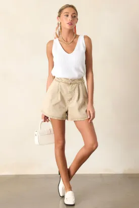 Better Without You Taupe Acid Washed Denim Shorts