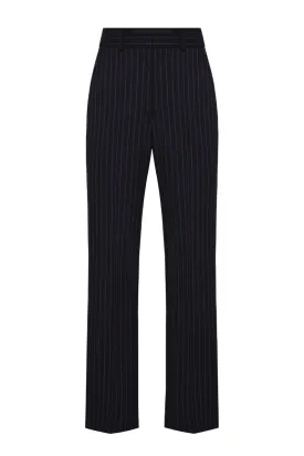 BLACK STRAIGHT LEG PINSTRIPE PANTS