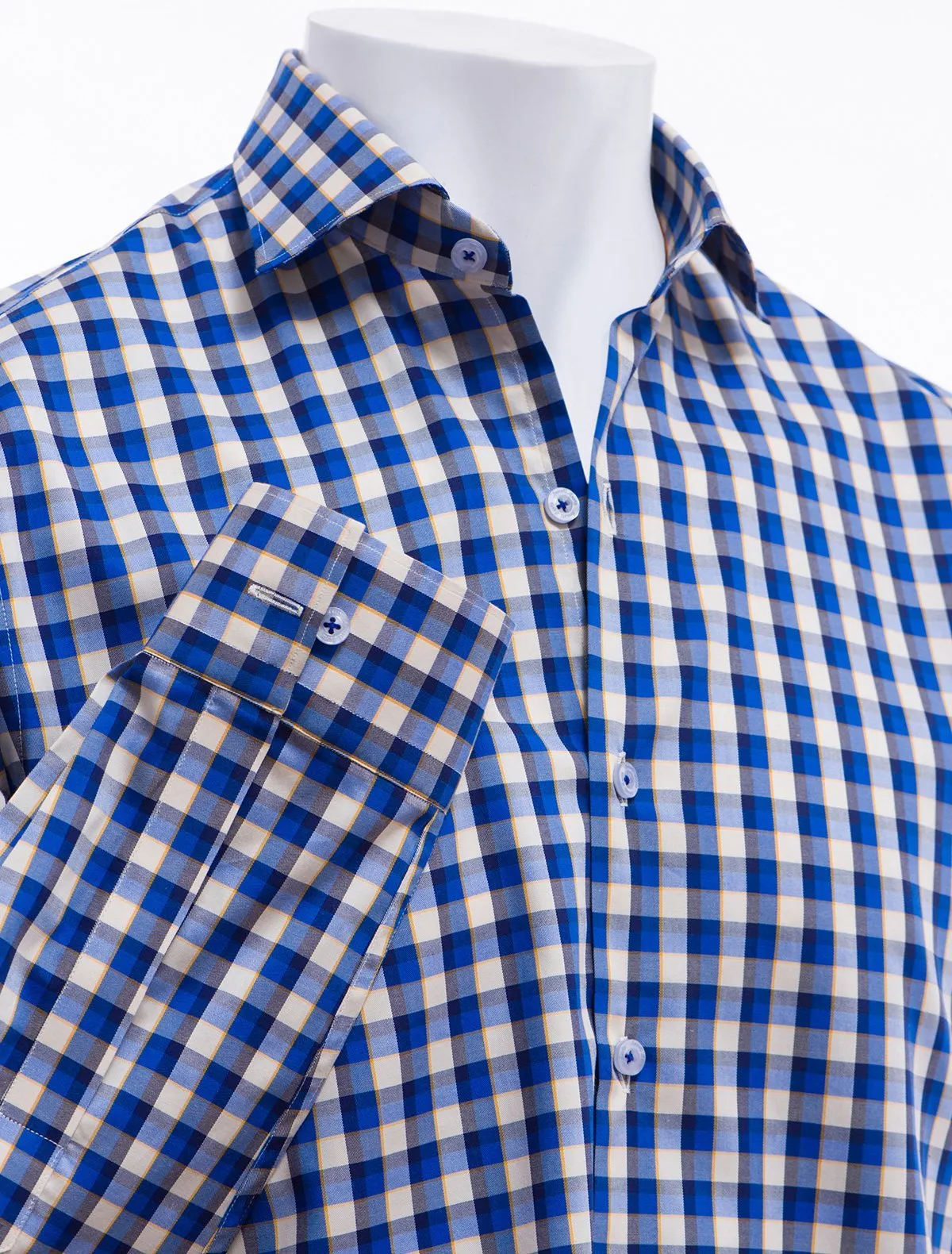 BLUE- BEIGE GINGHAM SHIRT