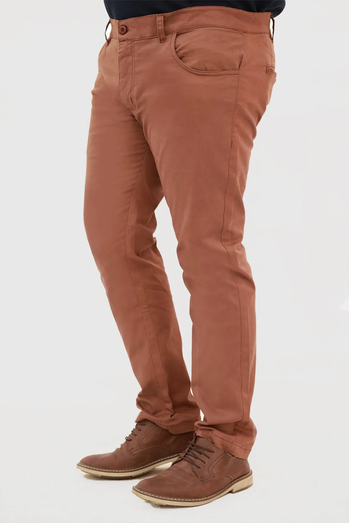 Brown Stretchy Cotton Chinos (Plus Size) - S22 - MC0018P