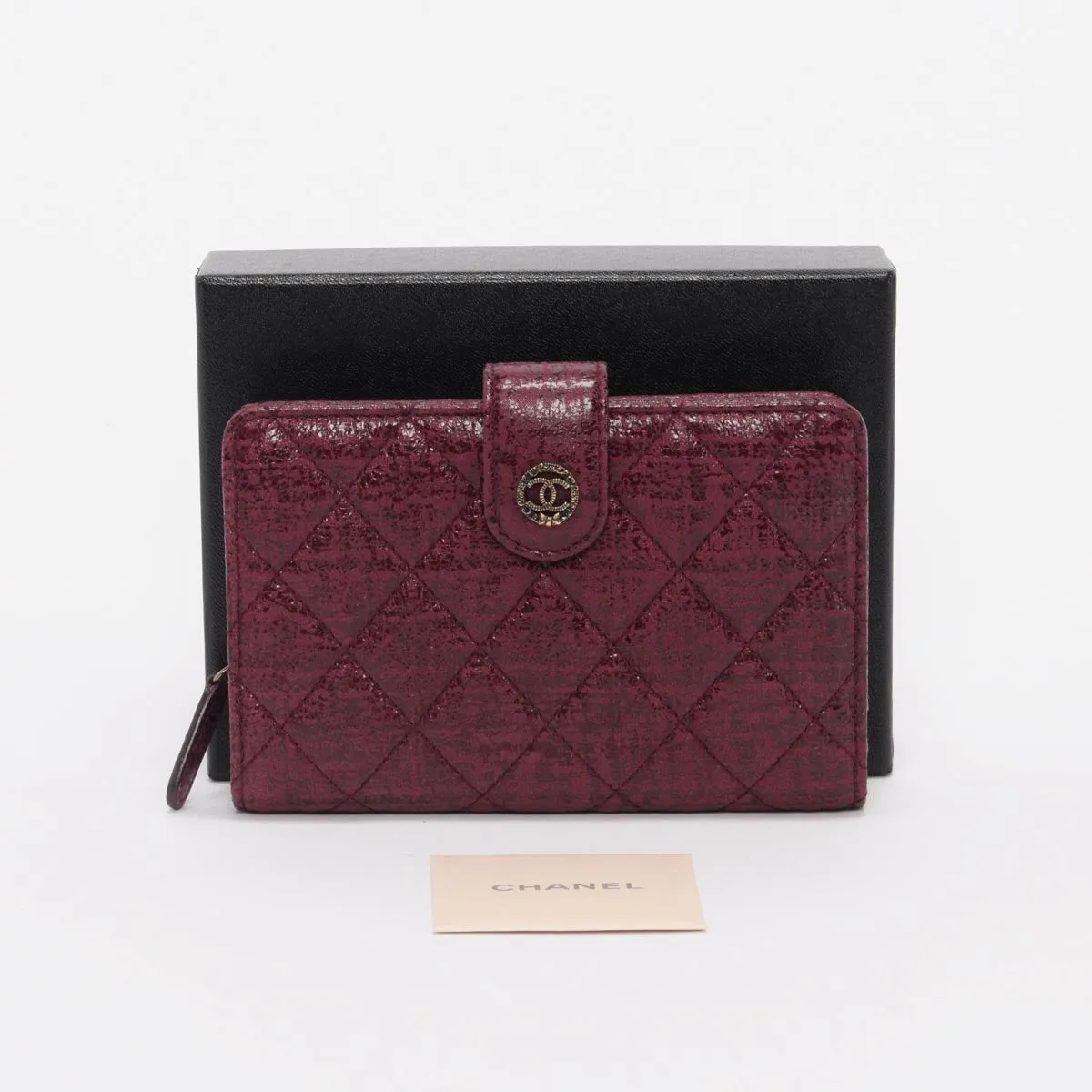 Chanel Burgundy Tweed Effect Paris to Edinburgh Wallet