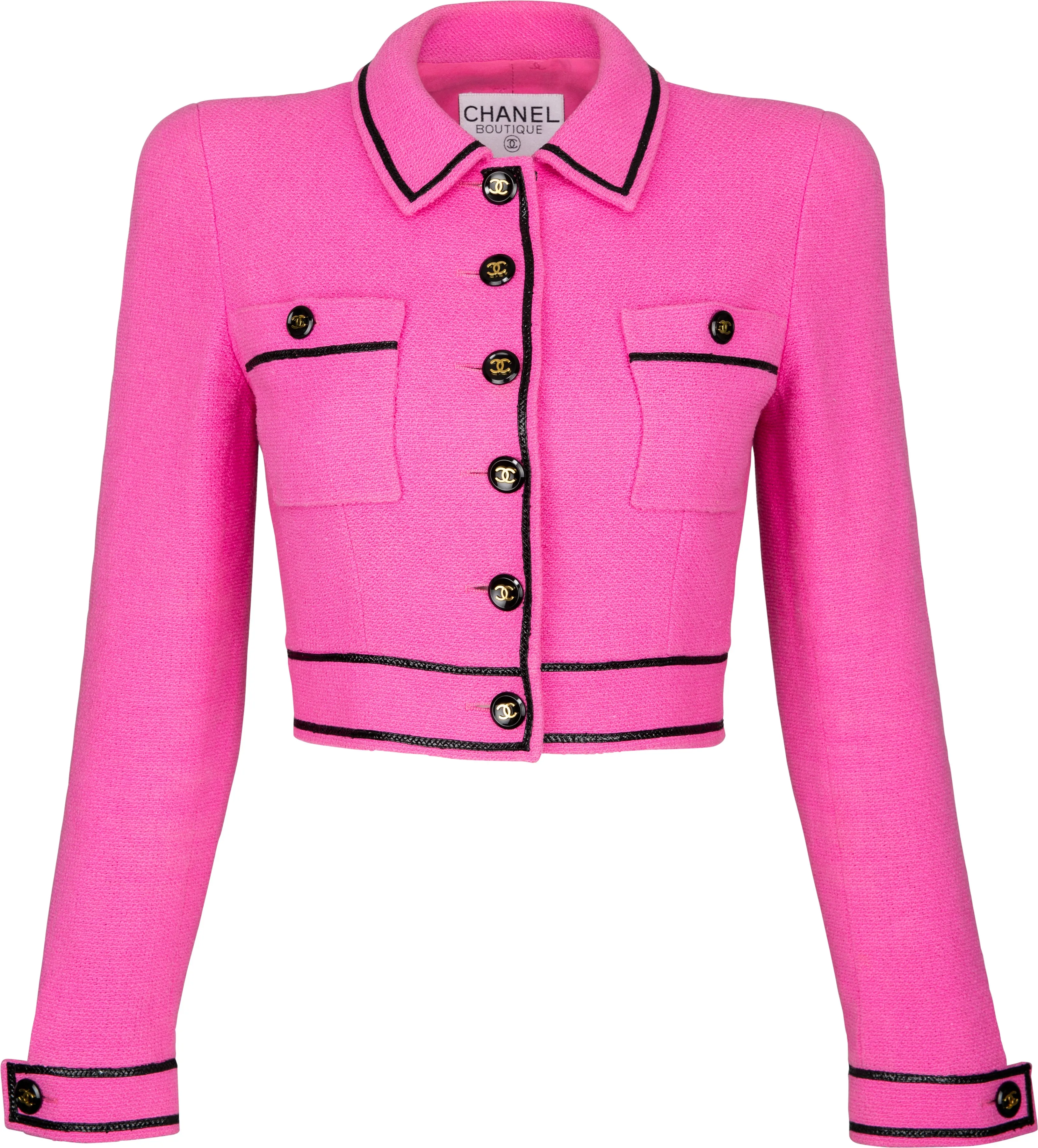 Chanel Spring 1995 Runway Tweed Cropped Pink Blazer