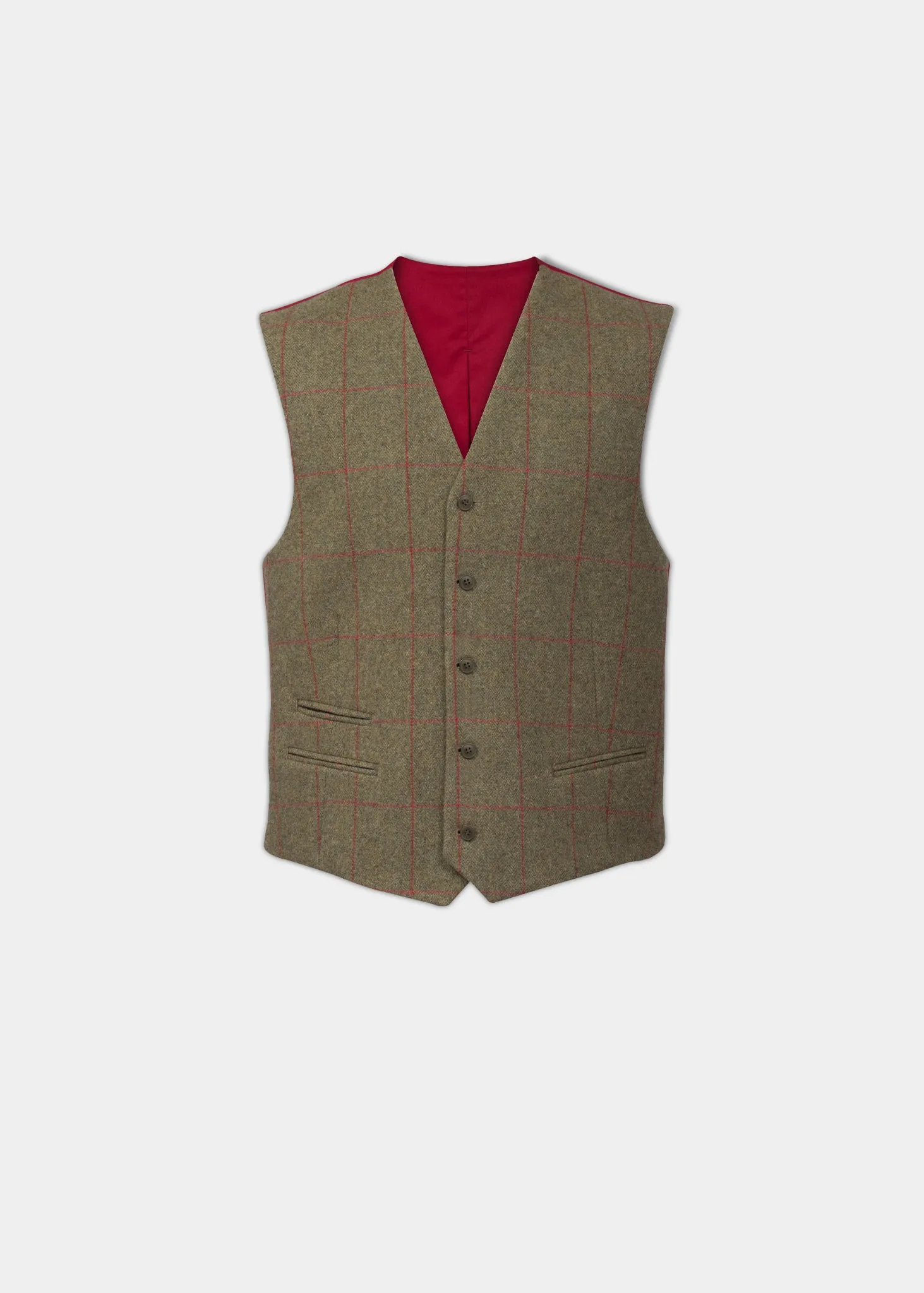 Combrook Men's Tweed Lined-Back Waistcoat In Sage - Regular Fit