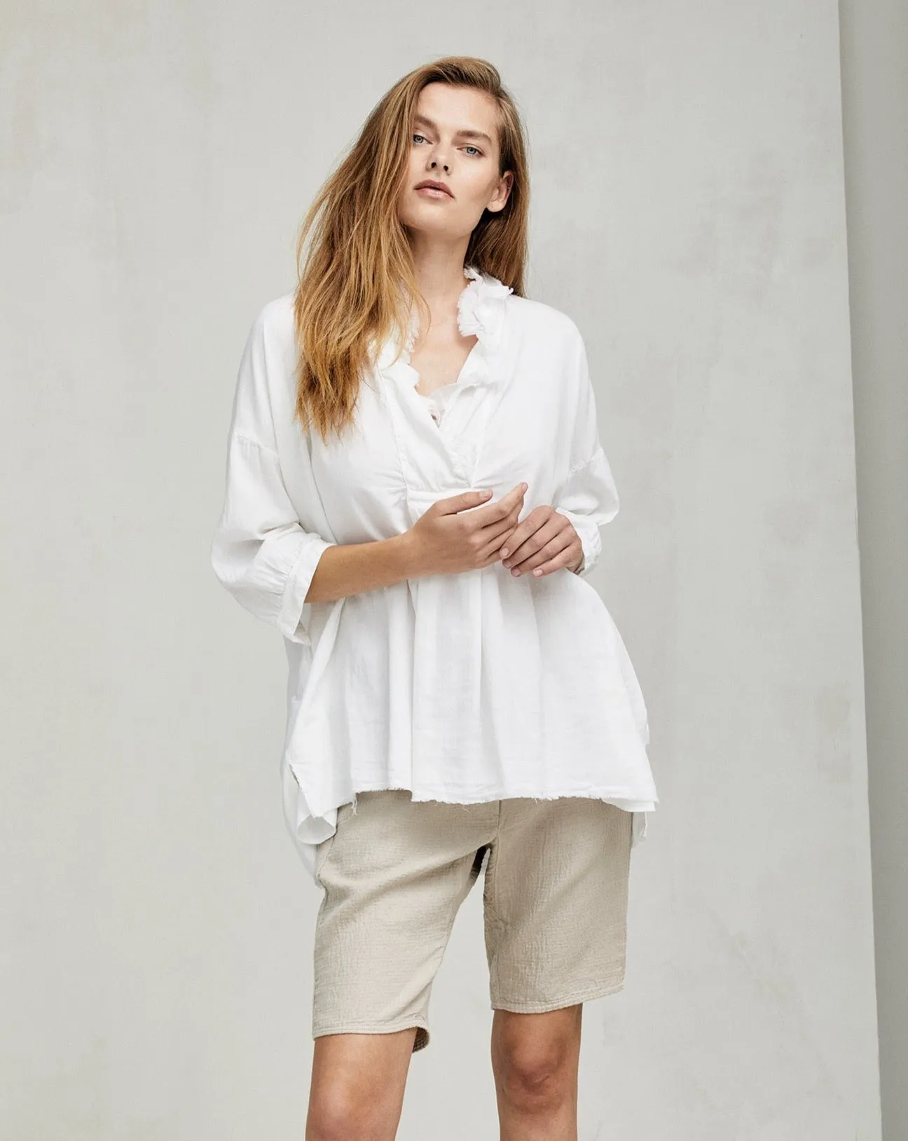 Cotton Ruffle Shirt