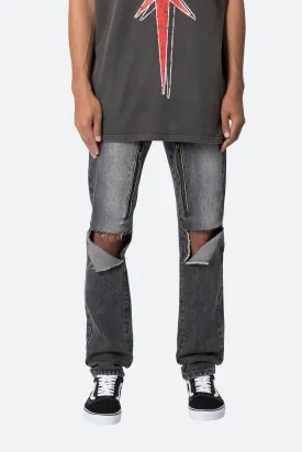 D530 Zipper Straight Denim - Washed Black