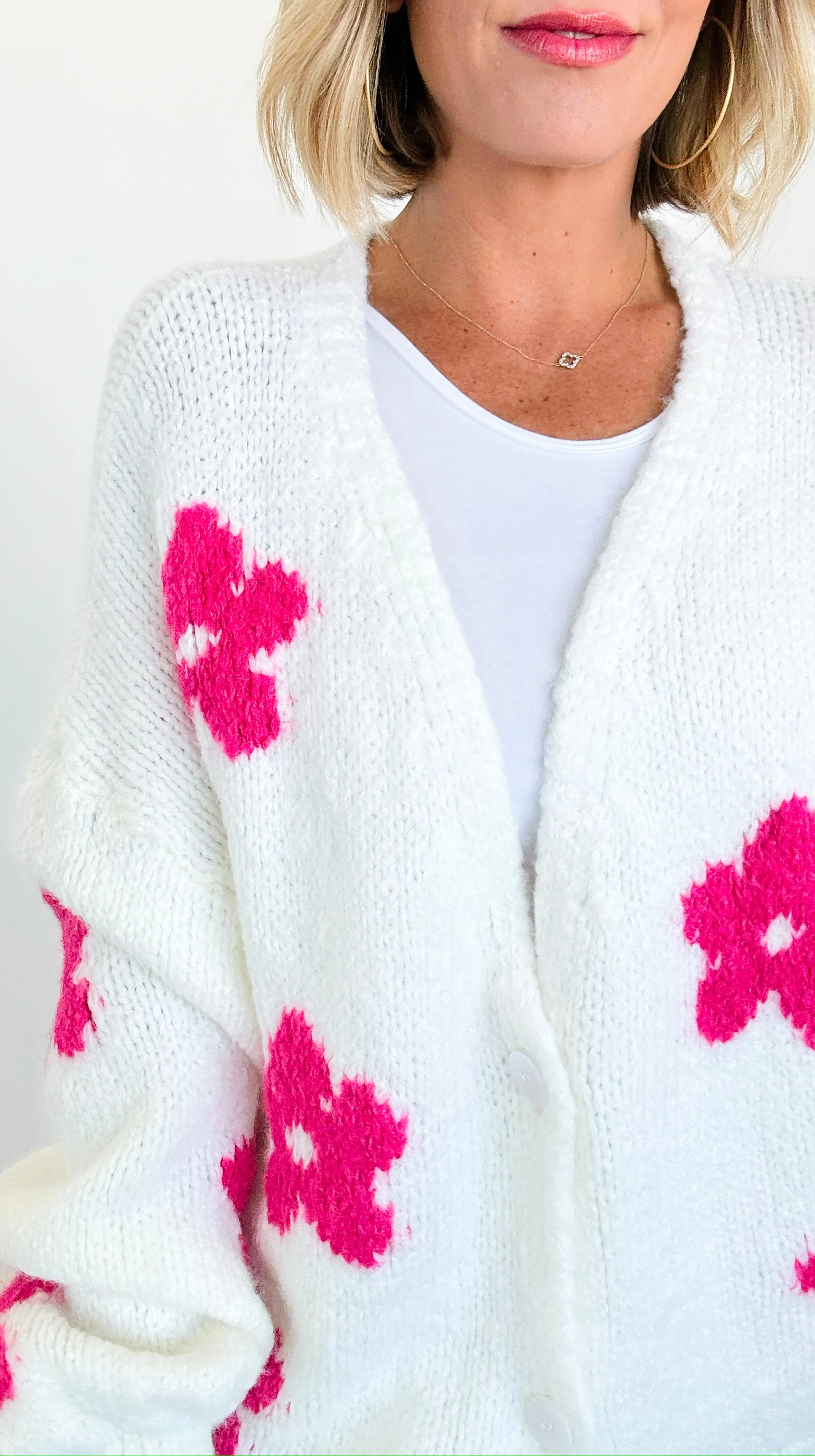 Flowers Pink Italian Cardigan