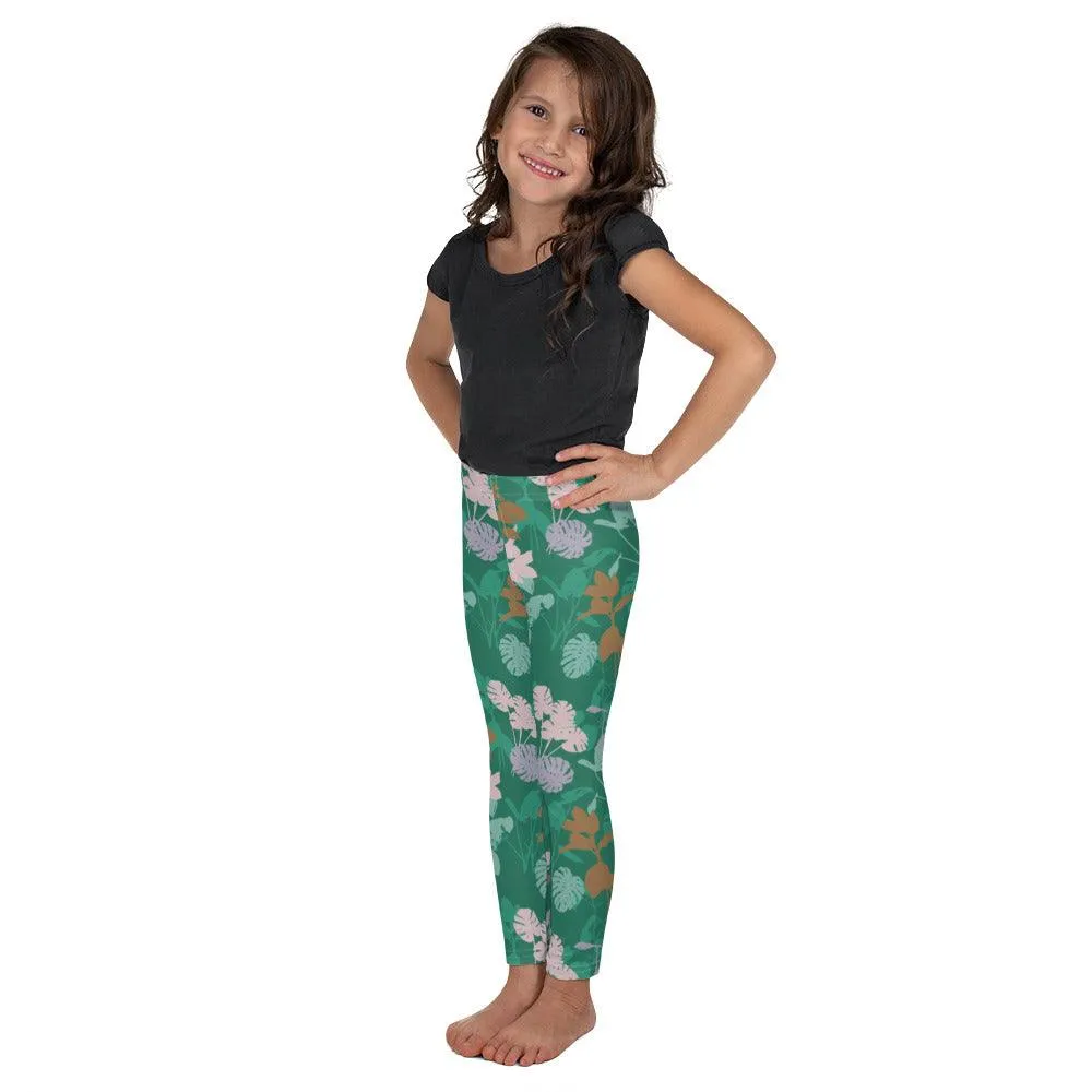 Green Floral Kid's Leggings