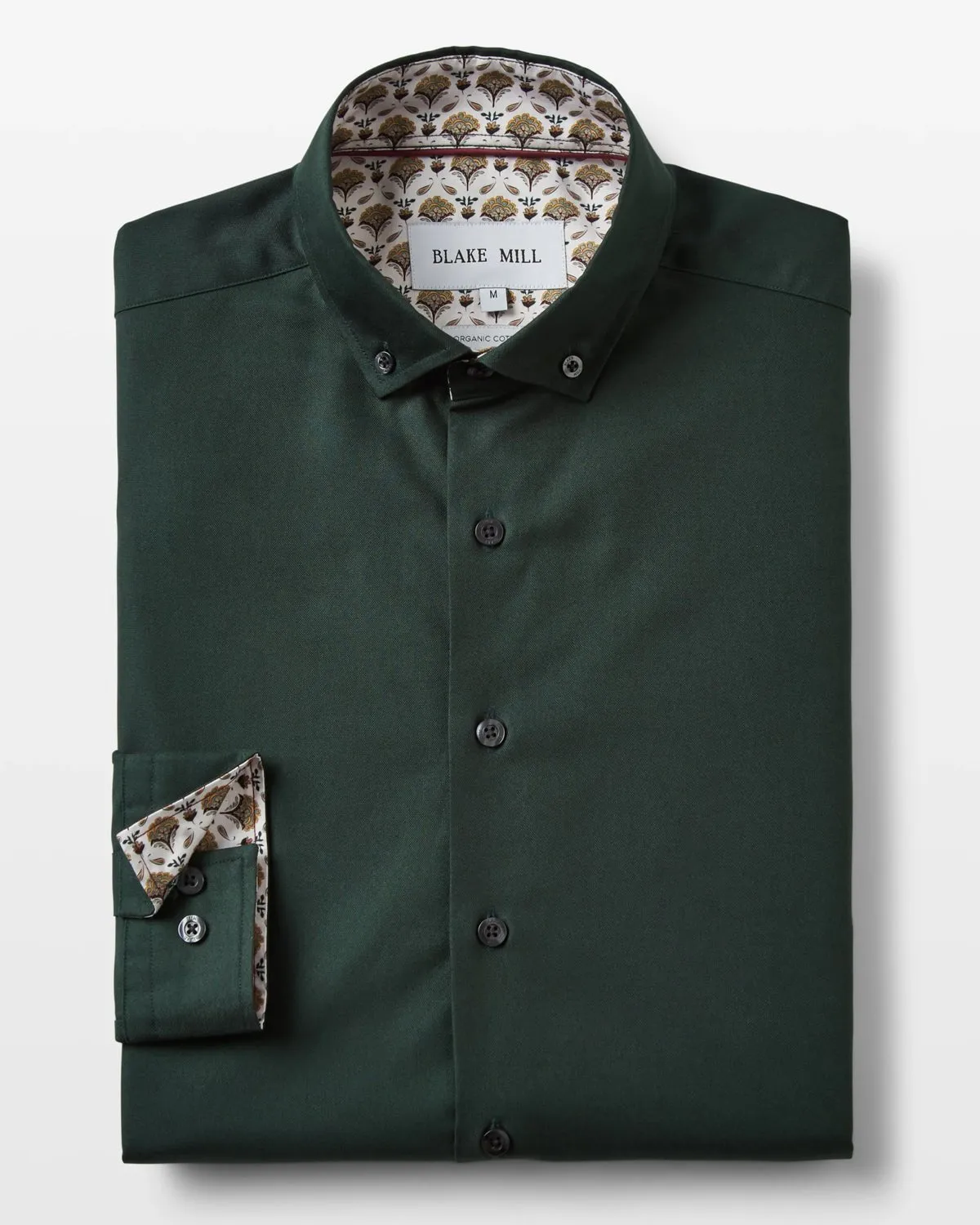 Green Oxford Button-Down with Yellow Flora Accents