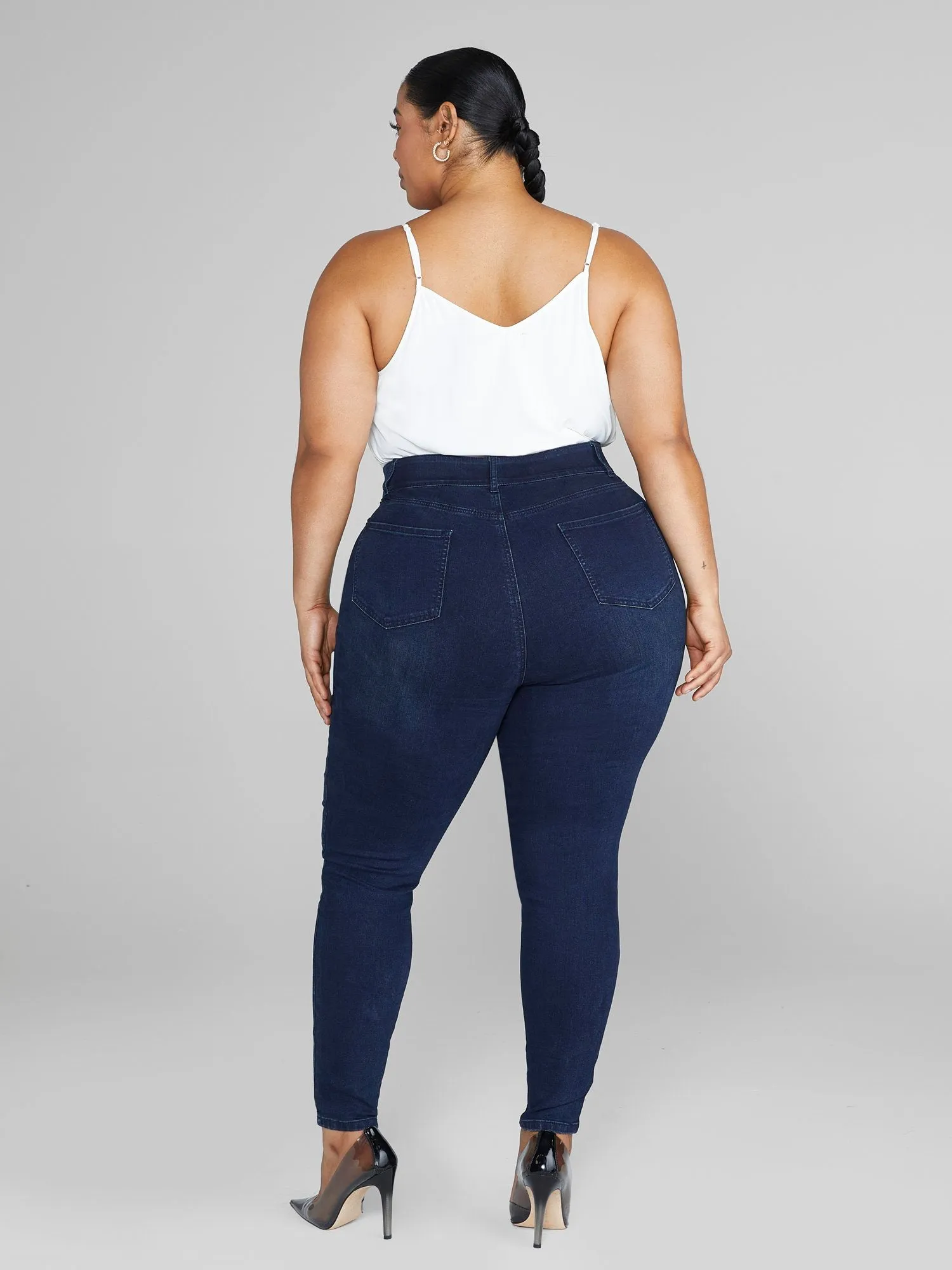 High Rise Curvy Fit Skinny Jeans in Dark Indigo - Short Inseam