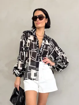 Jessi Geometric Button Down - Final Sale