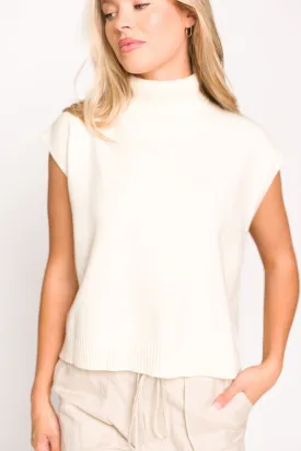 Kat High-Low Turtleneck Sweater in Coconut Milk