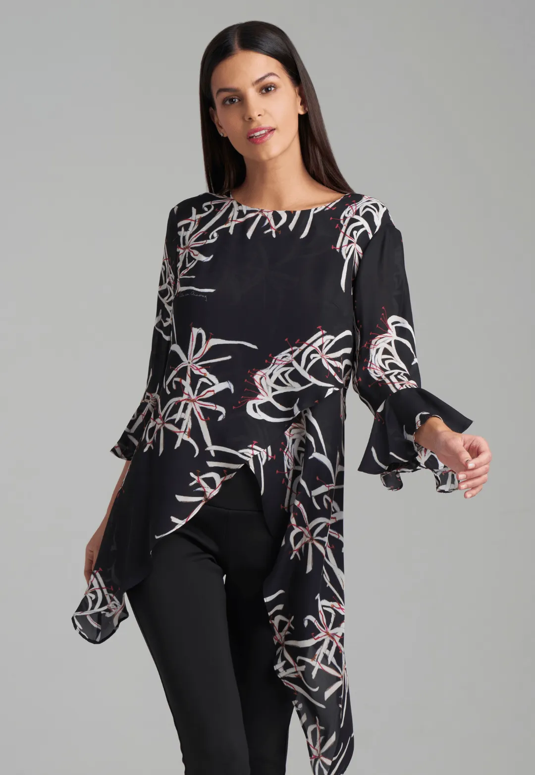 Kate Silk Blouse in Black Spider Lily