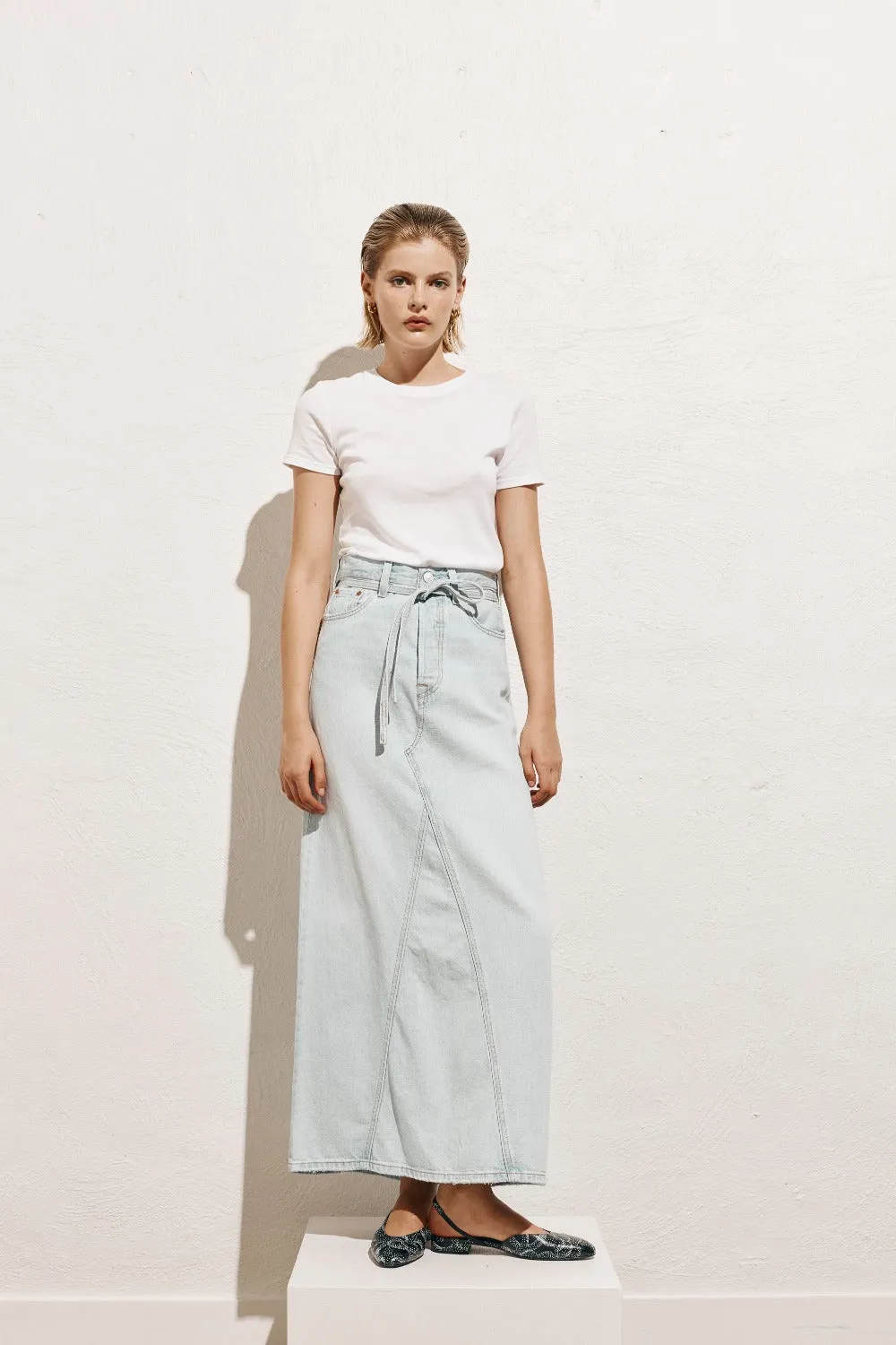 Levi's Long Icon Midi Skirt Light Blue