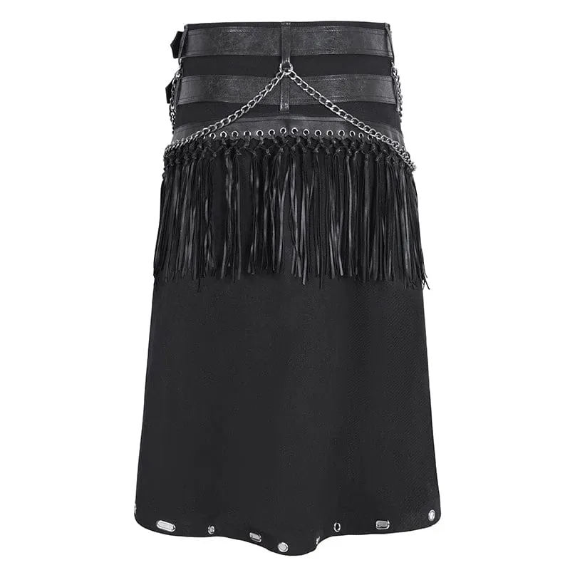 Men's Gothic Double-belt Tassels Kilt