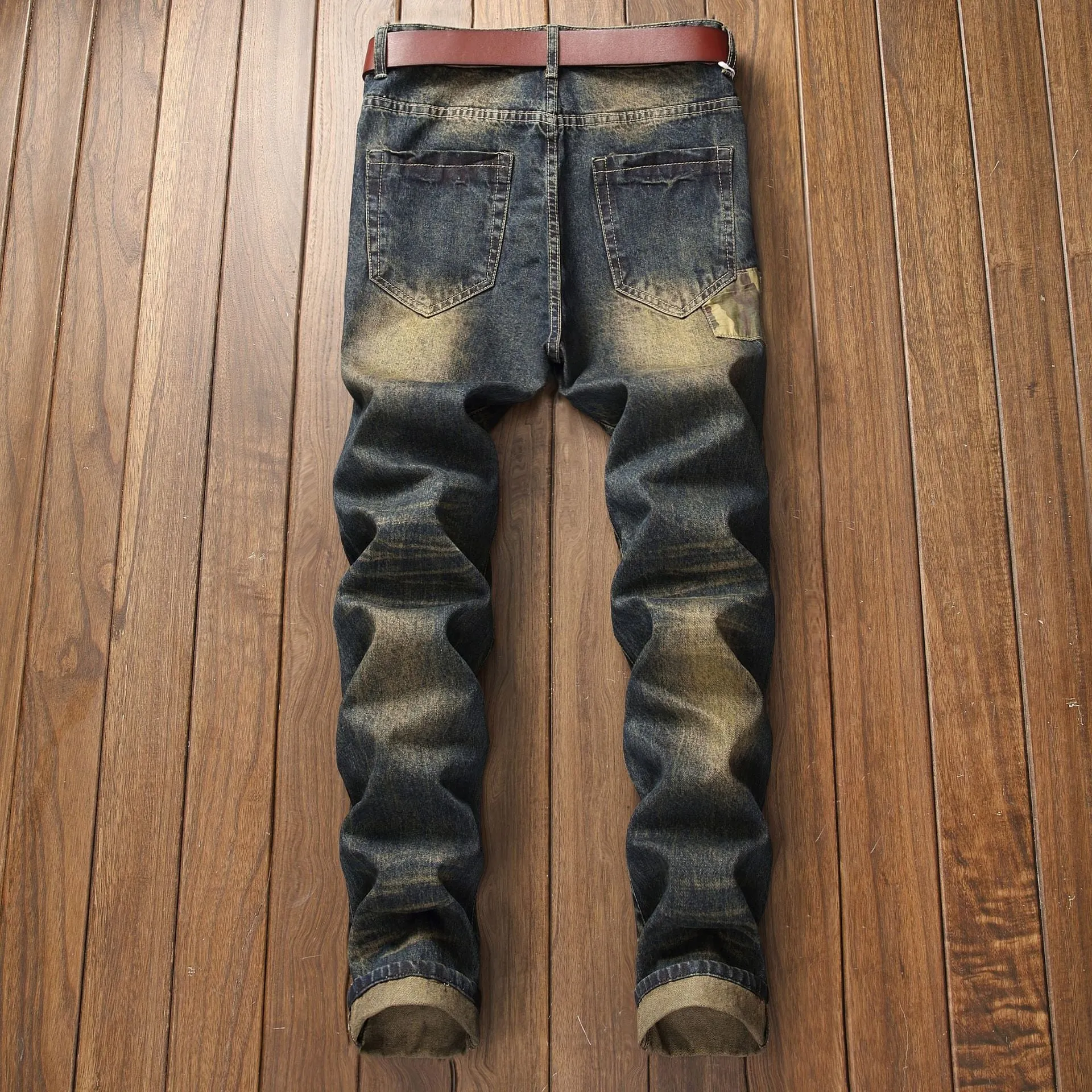 Men's Straight Cut Camo Patch Jeans