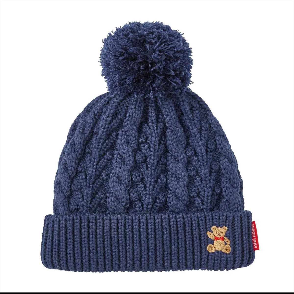 MIKI HOUSE Bear Cable Knit Beanie