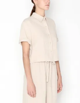 NATURAL CROPPED BUTTON DOWN