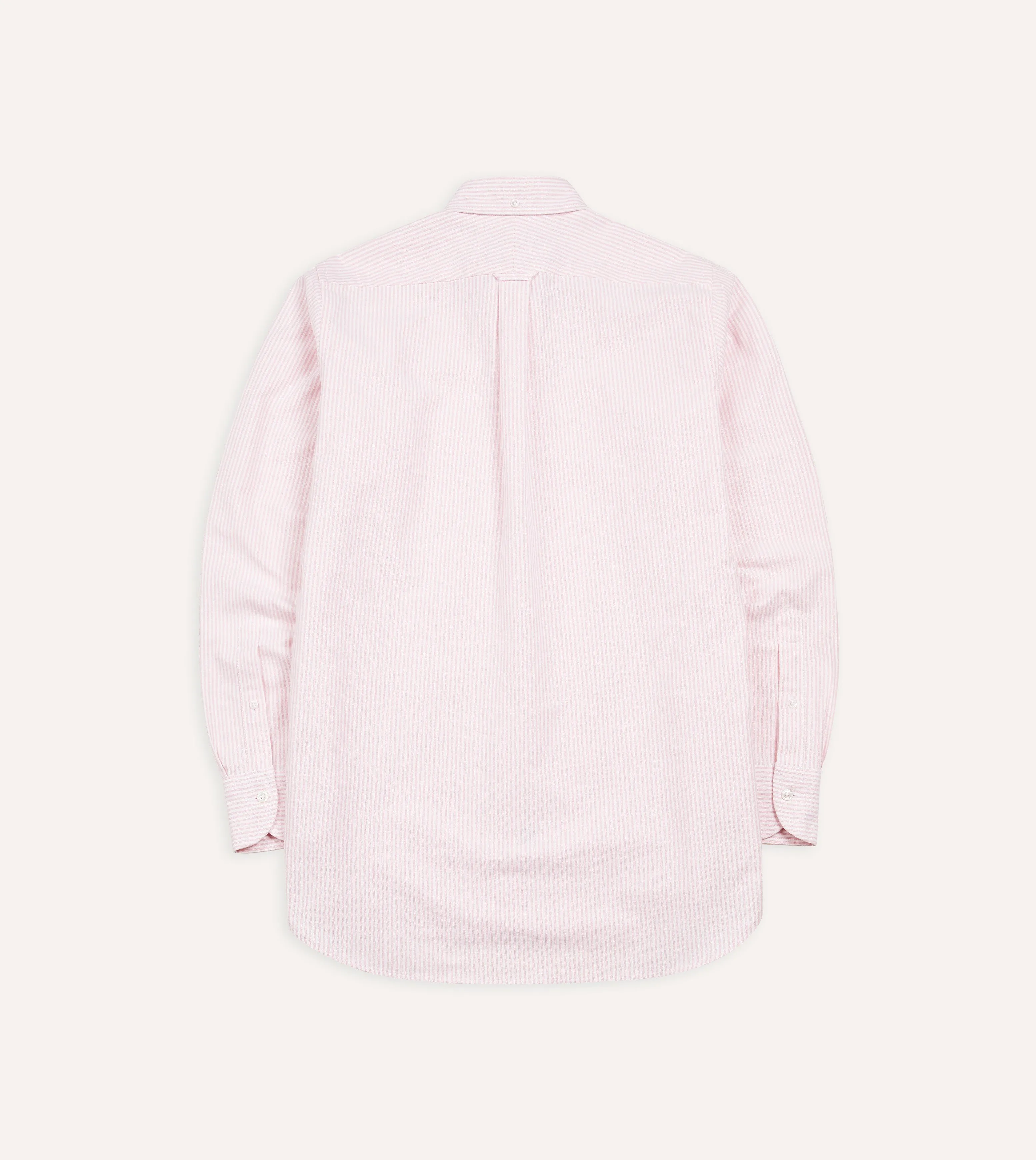 Pale Pink Ticking Stripe Cotton Oxford Cloth Button-Down Shirt