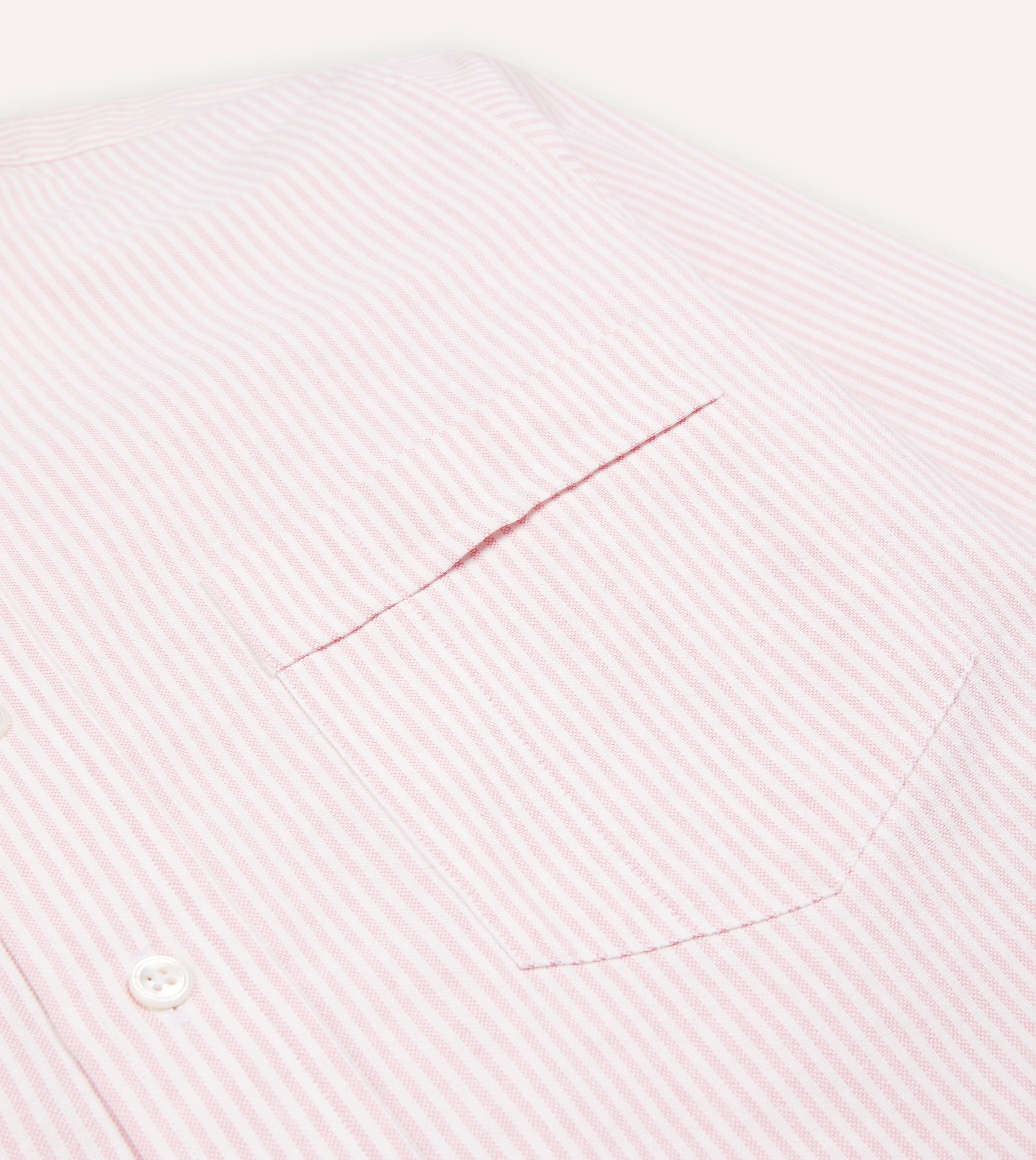 Pale Pink Ticking Stripe Cotton Oxford Cloth Button-Down Shirt