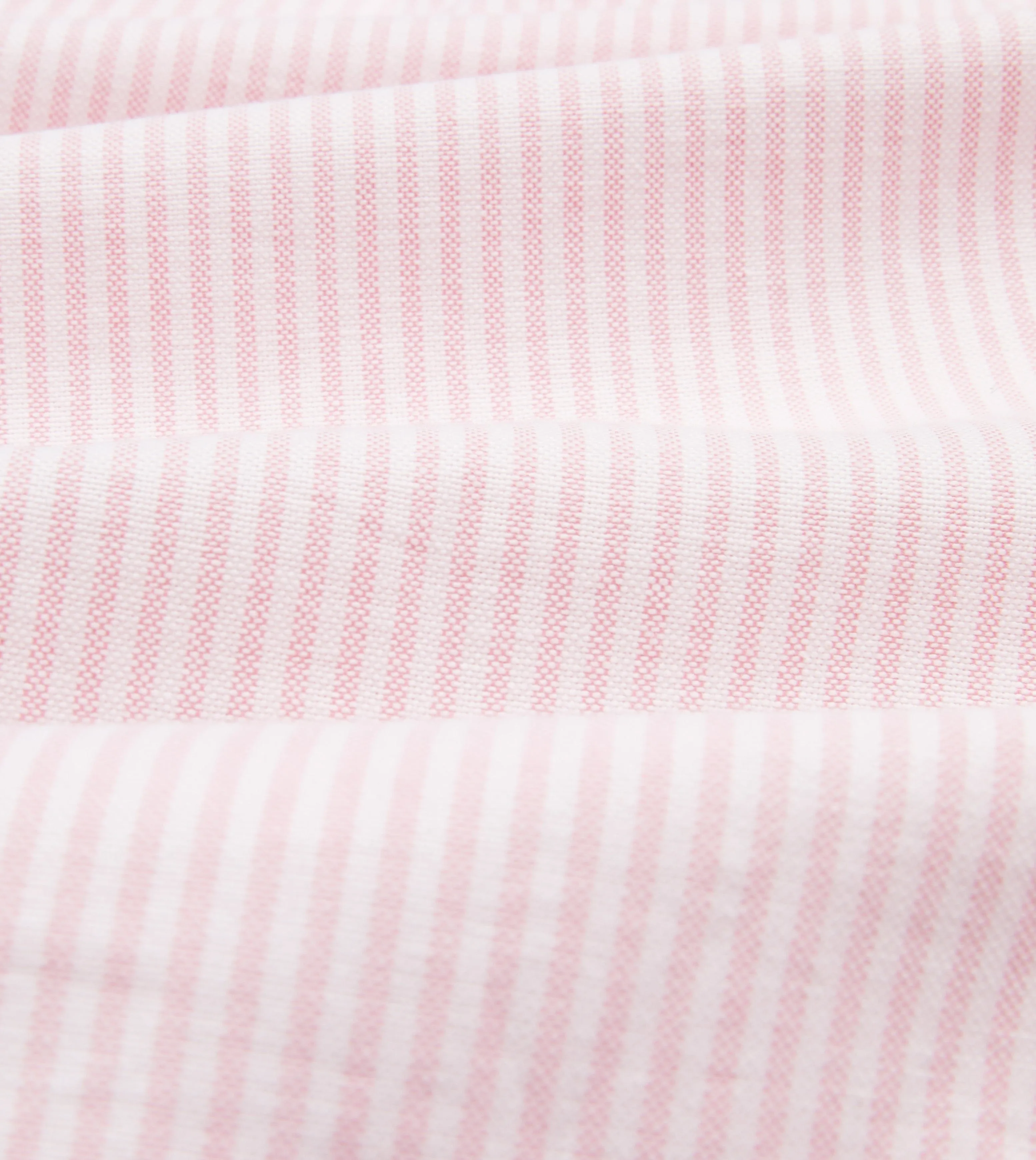 Pale Pink Ticking Stripe Cotton Oxford Cloth Button-Down Shirt