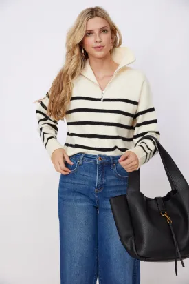 Patricia Stripe Half Zip Sweater