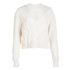 Pearled Ivory Cable Knit Sweater