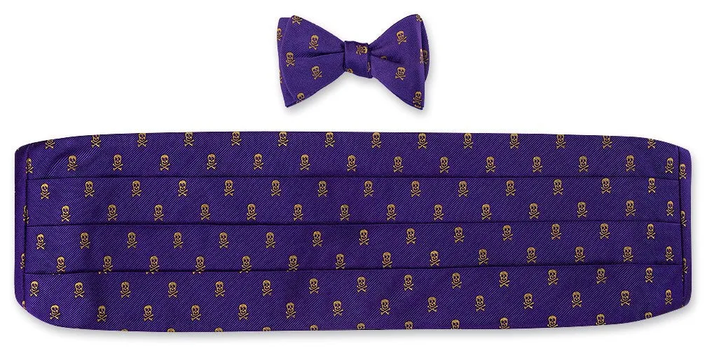 Purple/ Gold Jolly Rogers Cummerbund Set - CB1646