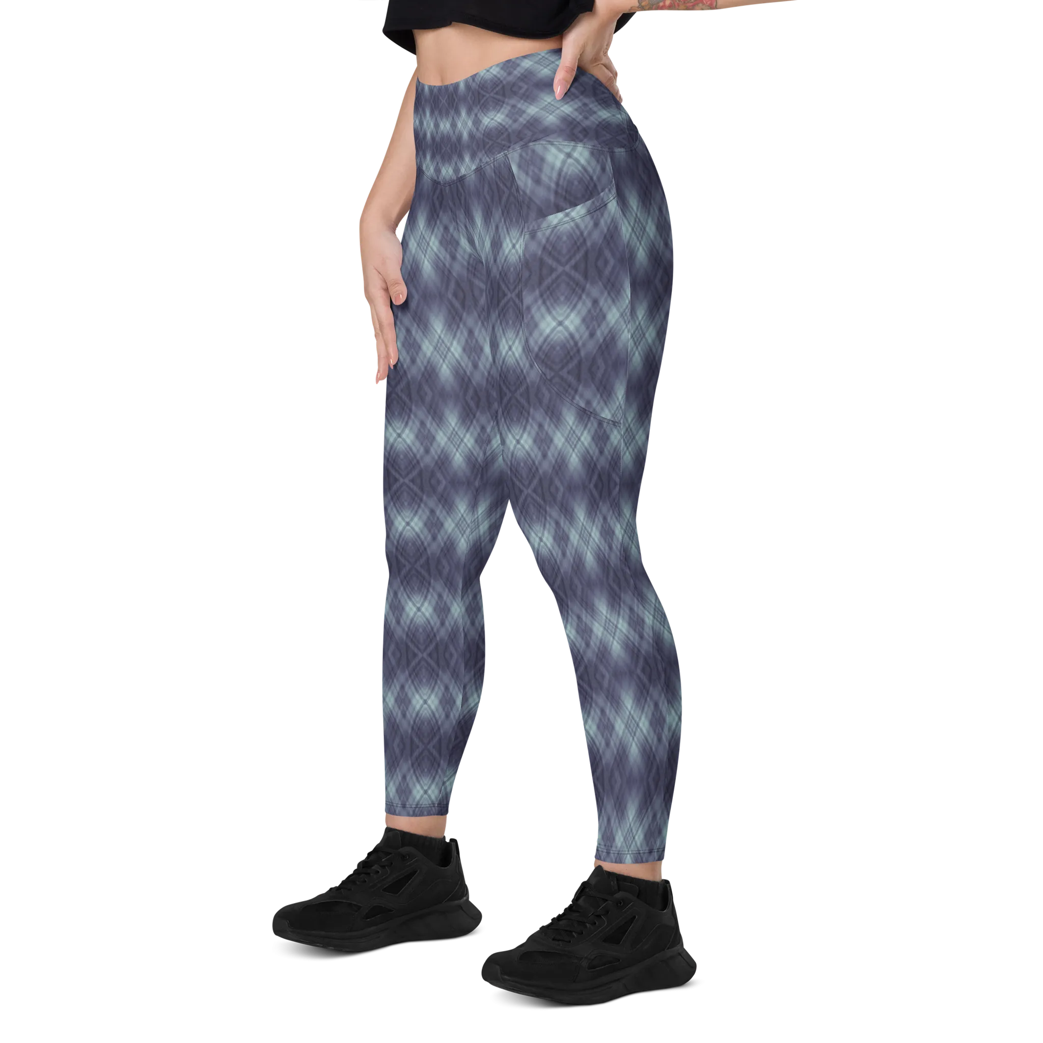 Recursia Argyle Rewired Leggings With Pockets In Blue