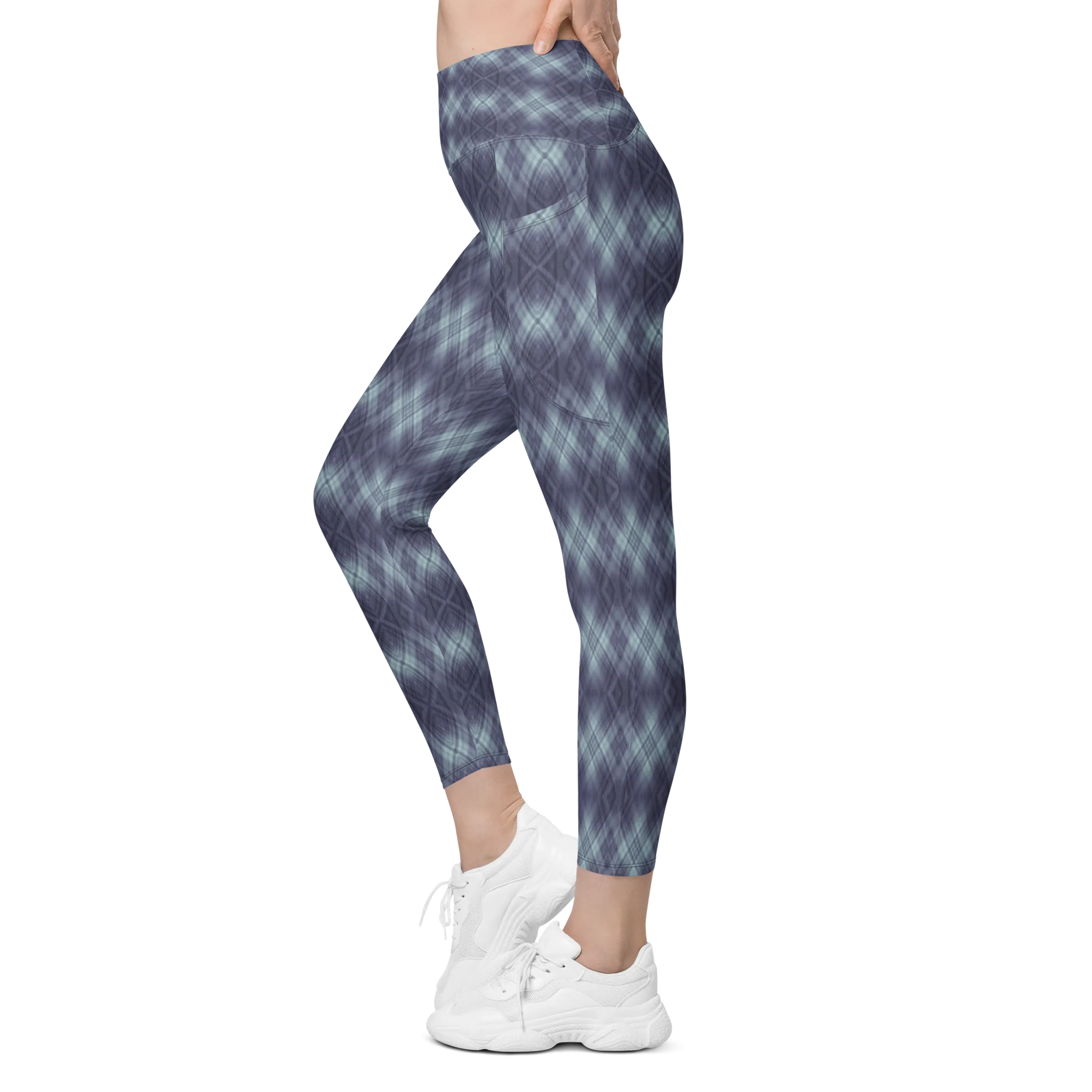 Recursia Argyle Rewired Leggings With Pockets In Blue