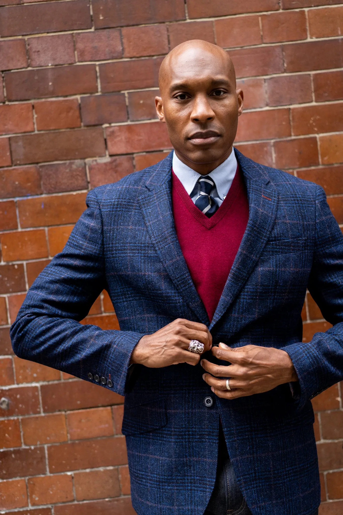 Surrey Tweed Lined Blazer In Navy Check - Regular Fit