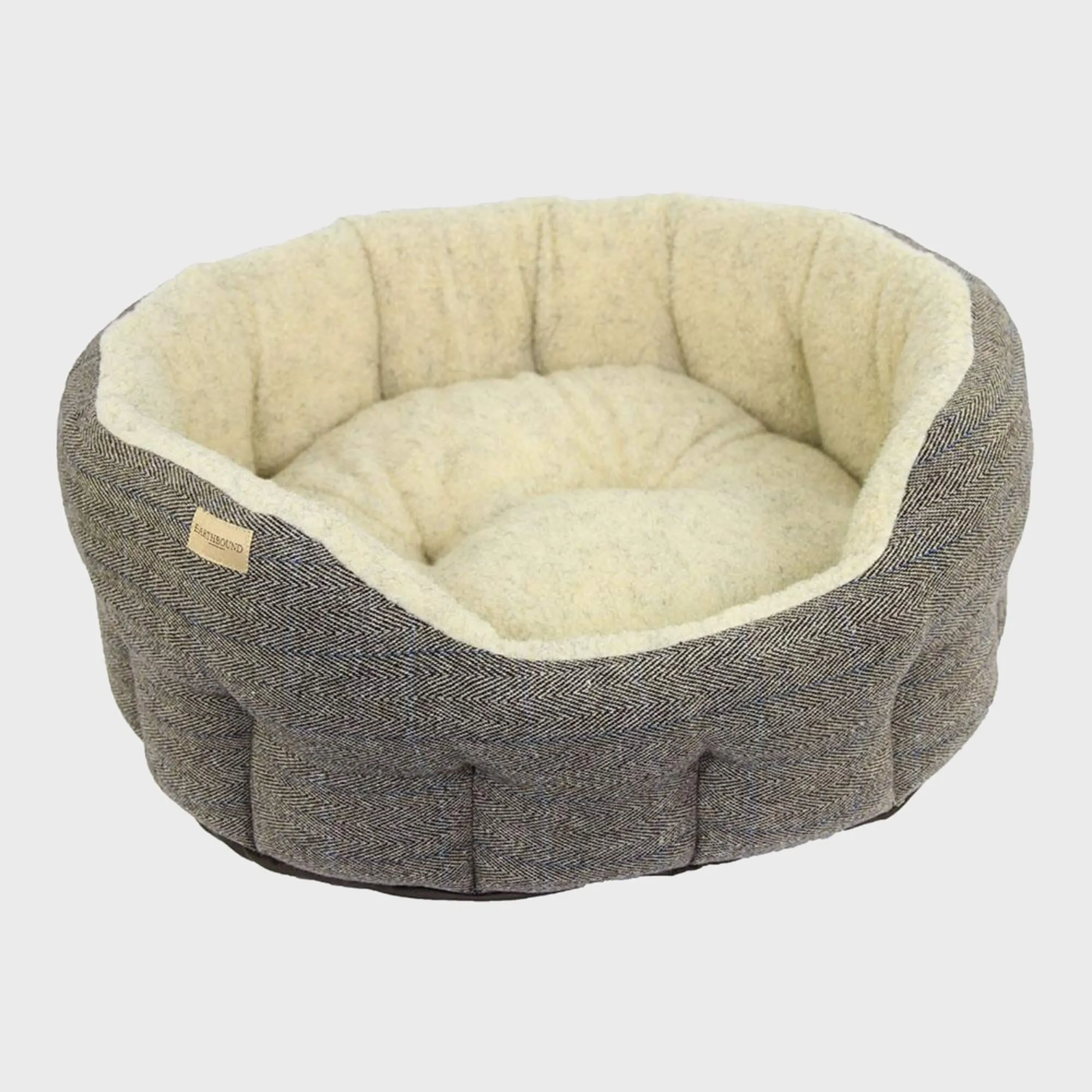 Tweed and Sherpa Bed Beige